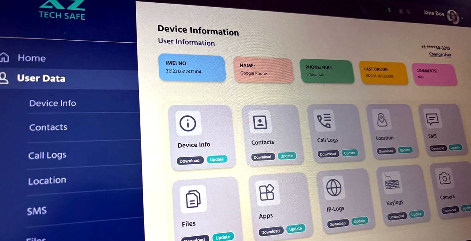 A photo of a computer screen showing the dashboard of an application.